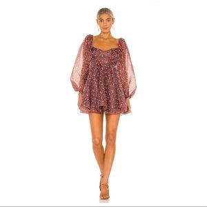 Selkie Floral Flare Puff Sleeve Mini Dress